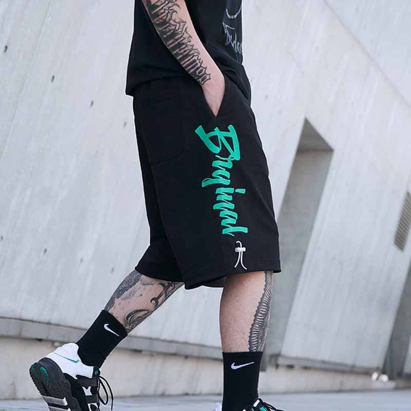 Men Summer Fashion Casual Letter Print Loose Shorts