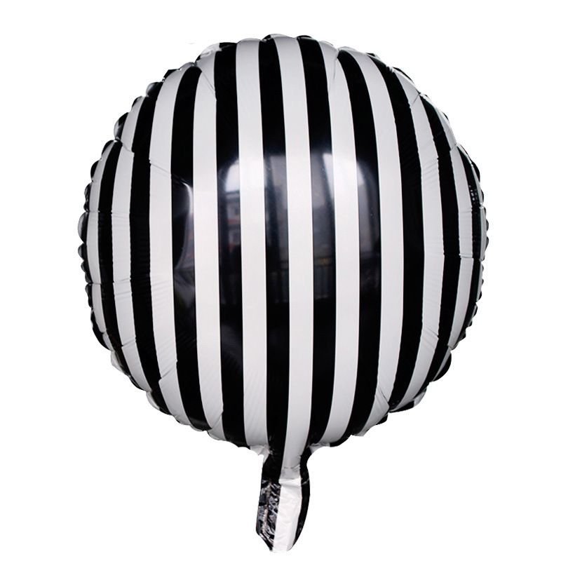 18 Inch Round Black White Stripe Plaid Aluminum Balloon Festival Party Venue Layout