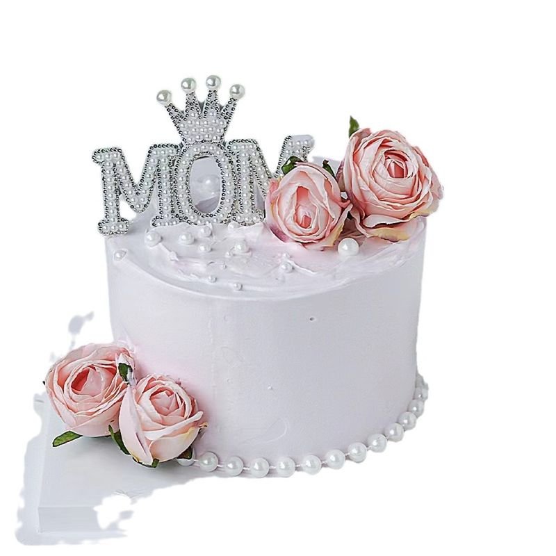 Mom Mother'S Day Cake Decor Pearl Queen Mom Plug-In