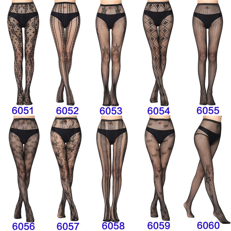 Women Fashion Sexy Jacquard Fishnet Bow Rhomboid Silk Stockings
