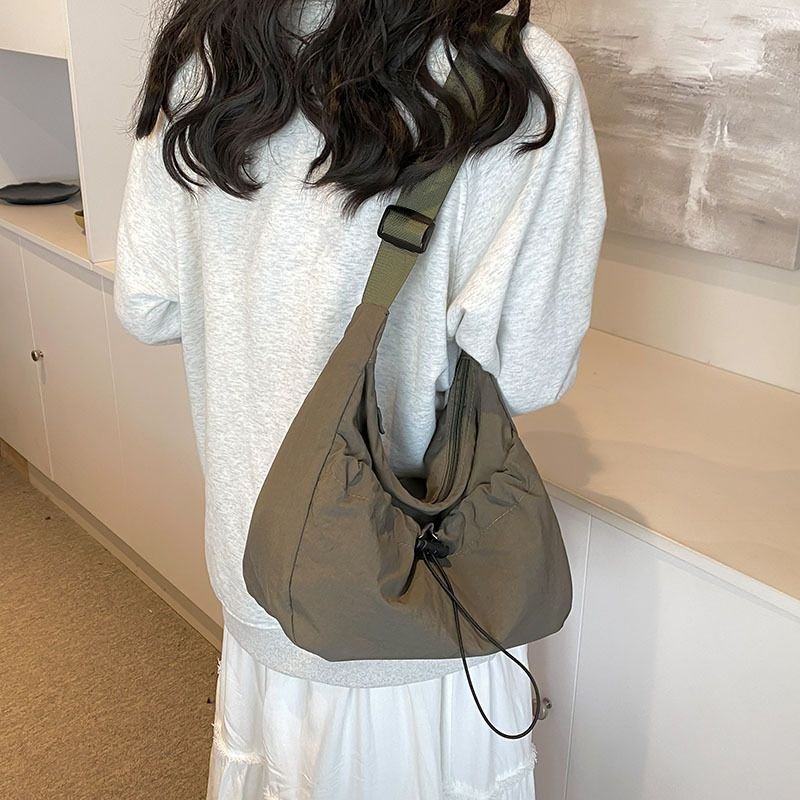 Women Fashion Casual Drawstring Canvas Shoulder Bag